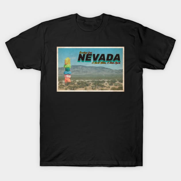 Greetings from Nevada - Vintage Travel Postcard Design T-Shirt by fromthereco